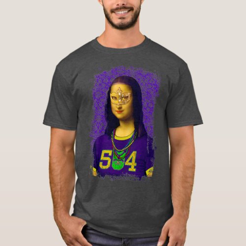 Funny 504 New Orleans Mardi Gras Mona Lisa NOLA T_Shirt