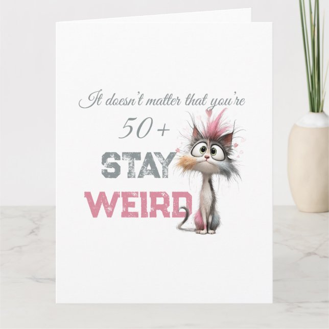 Funny 50 Plus Cat  Card (Front)