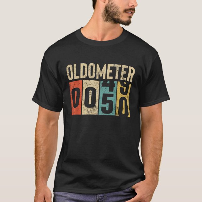 Funny 50 Years Old Oldometer Vintage 50th Birthday T-Shirt (Front)