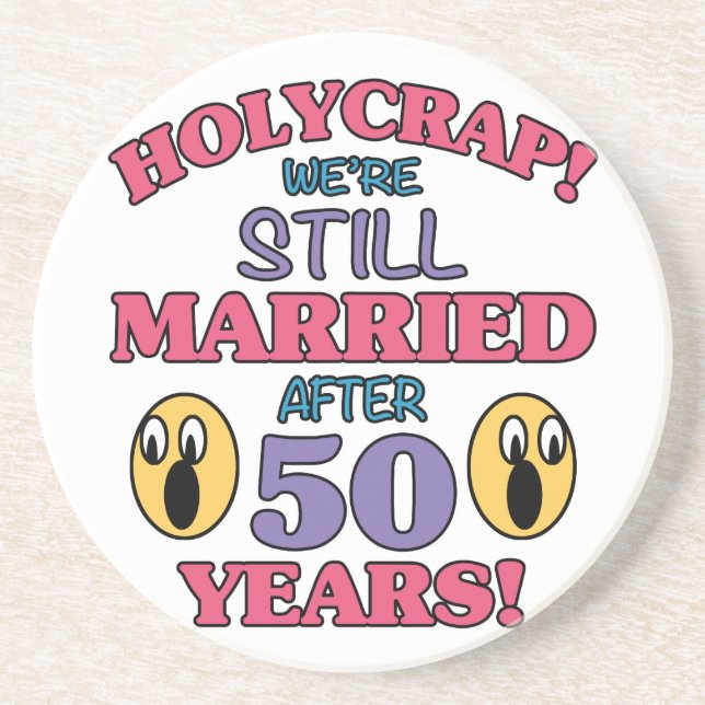 Funny 50th Anniversary Sandstone Coaster (Front)