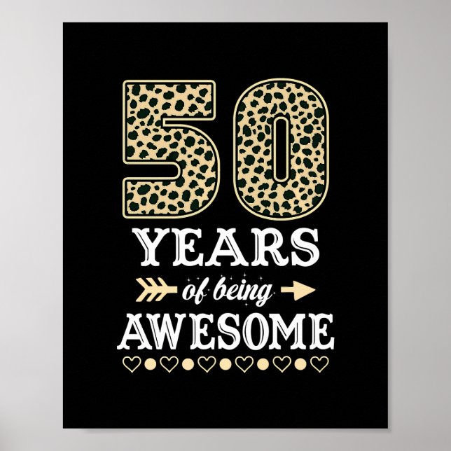 Funny 50th Birthday 50 Years Old Awesome 1972 Leop Poster (Front)