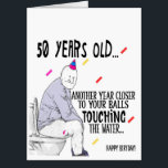 funny 50th birthday card for him<br><div class="desc">funny 50th birthday card for him,  50th card for dad,  for husband,  grandpa birthday card,  balls,  men,  50,  rude 50th card</div>