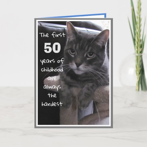 Funny 50th Birthday Cat Card