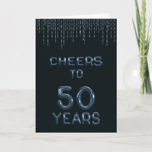 Funny 50th Birthday Cheers to Fifty Years Blue Card