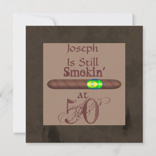 FUNNY 50th Birthday Cigar Invitations (Front)