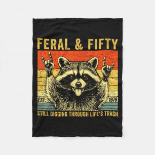 Funny 50th birthday est 1976 feral &amp; fifty fleece blanket