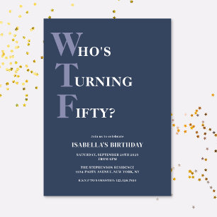 Funny 50th Birthday Humorous Modern Invitation