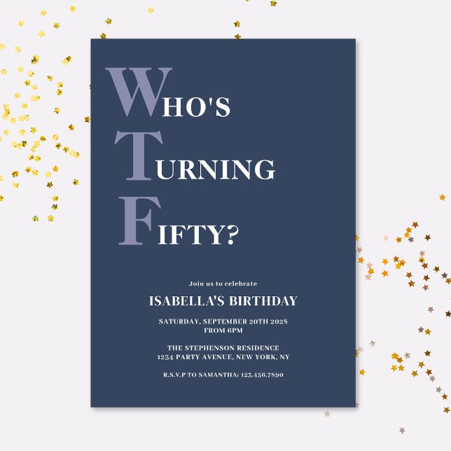 Funny 50th Birthday Humorous Modern Invitation (Creator Uploaded)