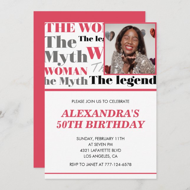 Funny 50th birthday invitation Photo Myth Legend (Front/Back)