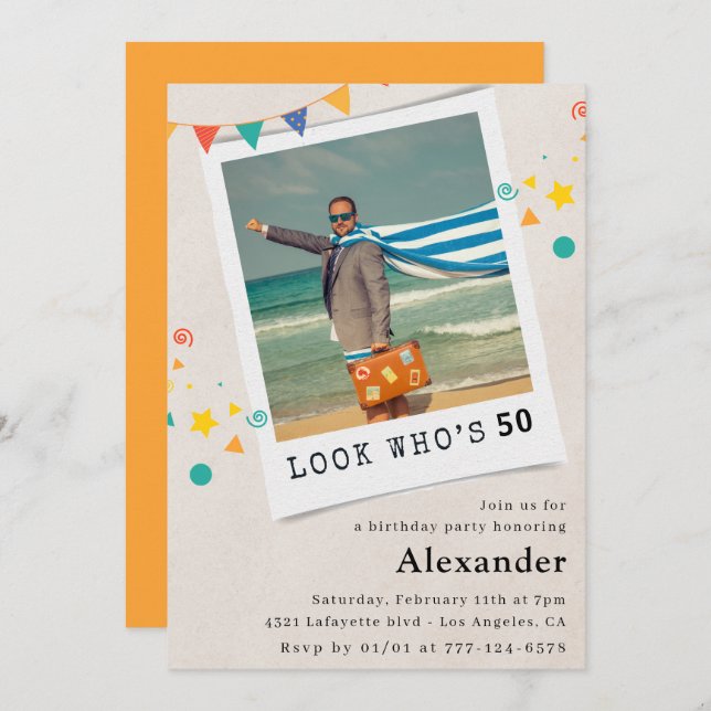 Funny 50th birthday invitations Men Fun Photo (Front/Back)