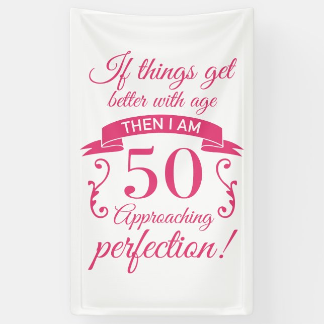 Funny 50th Birthday 'Perfection' Banner (Vertical)