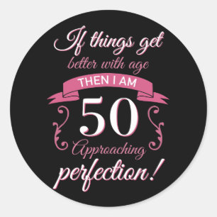 Funny 50th Birthday 'Perfection' Classic Round Sticker