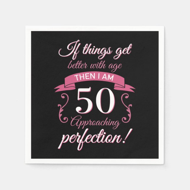 Funny 50th Birthday 'Perfection' Napkins (Front)