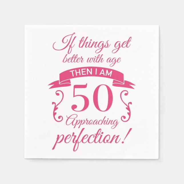 Funny 50th Birthday 'Perfection' Napkins (Front)
