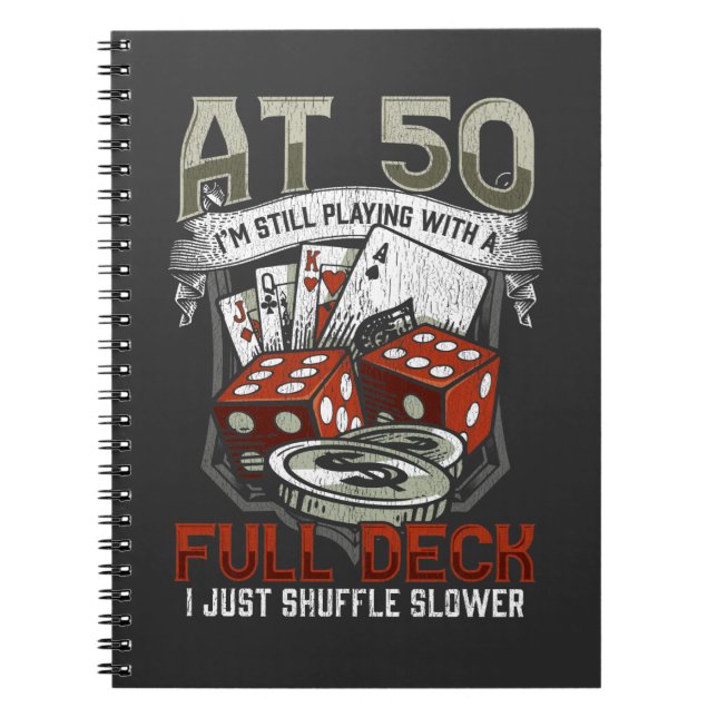 Funny 50th Birthday Poker Player Cards Gambling Notebook (Front)