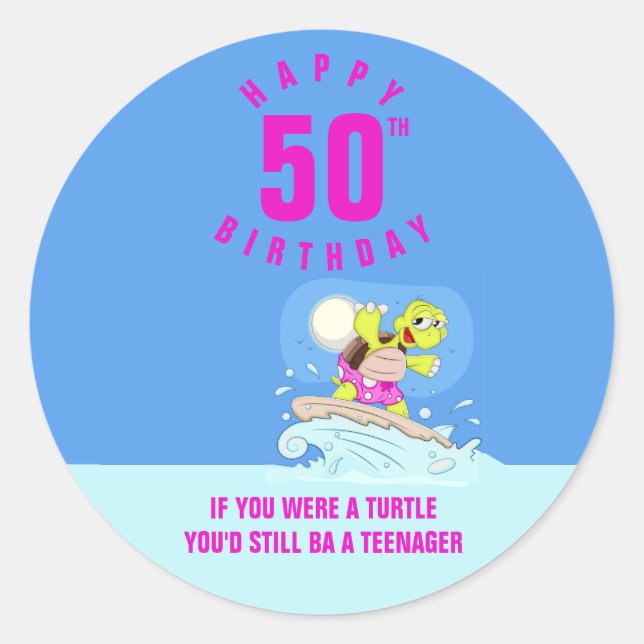 Funny 50th birthday quote classic round sticker (Front)