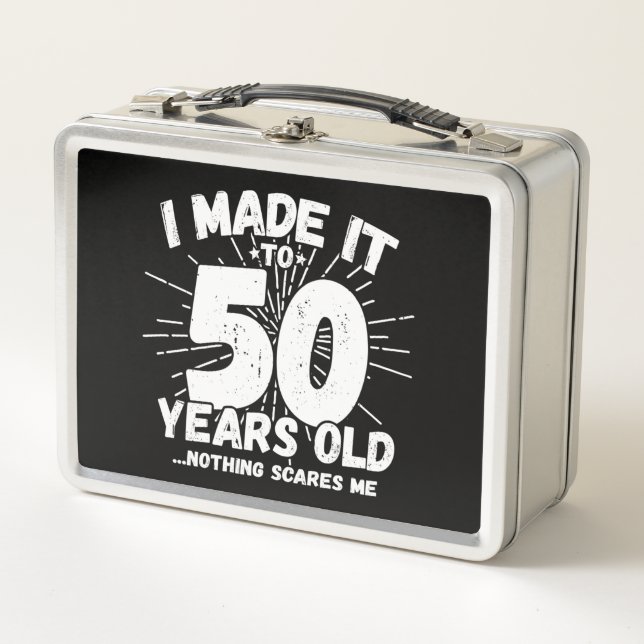 Funny 50th Birthday Quote Sarcastic 50 Year Old Metal Lunch Box (Front)