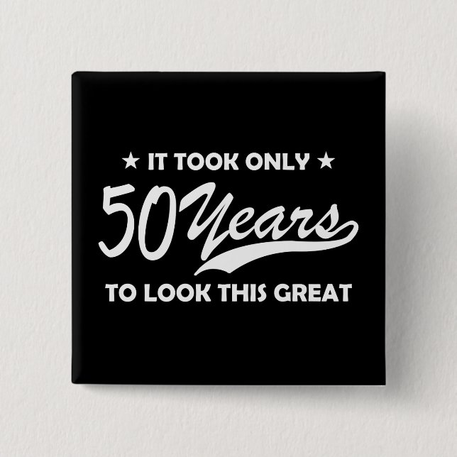 Funny 50th Birthday Retro Typography Button (Front)