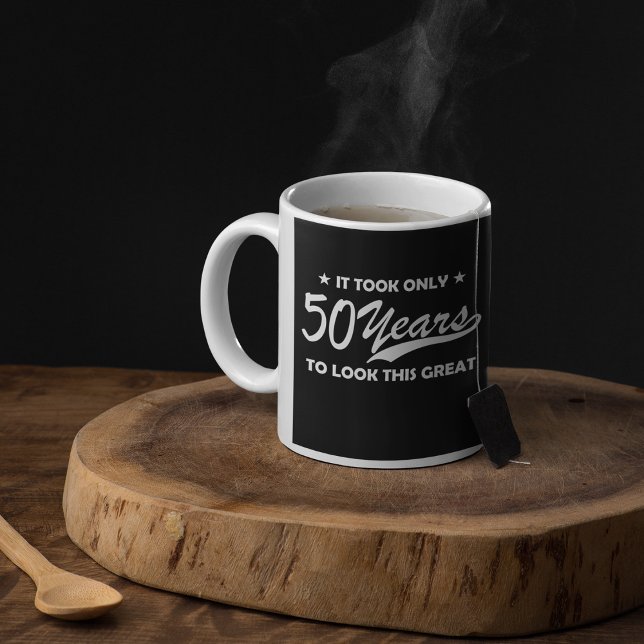 Funny 50th Birthday Retro Typography Coffee Mug (Creator Uploaded)