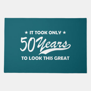 Funny 50th Birthday Retro Typography Doormat
