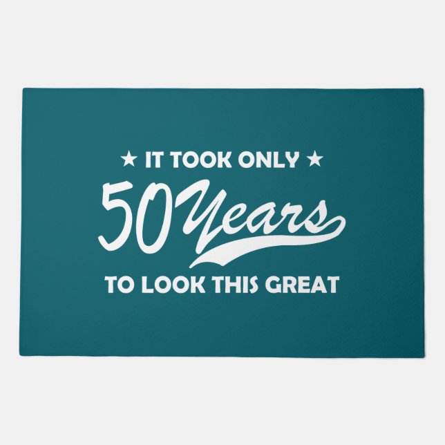 Funny 50th Birthday Retro Typography Doormat (Front)
