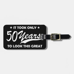 Funny 50th Birthday Retro Typography Luggage Tag