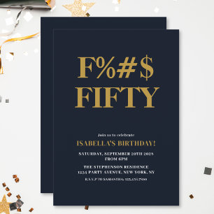 Funny 50th Birthday The F Word Humorous Invitation