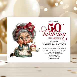 Funny 50th birthday woman whimsical party card