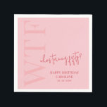 Funny 50th Birthday WTF | Pink Red Modern Birthday Napkins<br><div class="desc">Funny 50th Birthday WTF | Pink Red Modern Birthday Napkins</div>