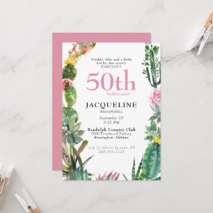 Funny 50th Cactus Prickly, Bitchy & Fabulous  Invitation