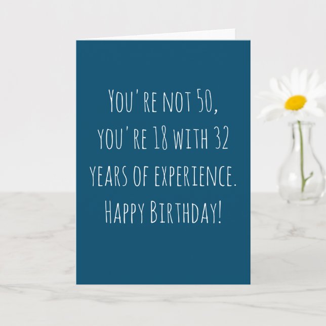 Funny 50th Text Based Birthday Card (Small Plant)