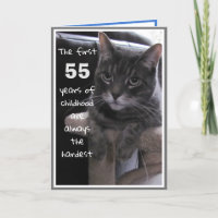 Funny 55 Birthday Cat Card
