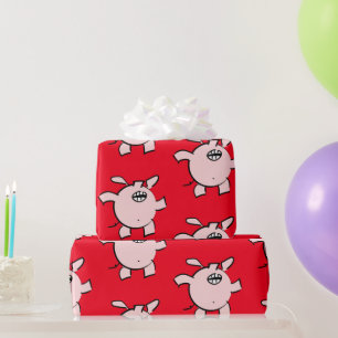 Funny 5 Cartoon Illustration Pig Choose Color WP Wrapping Paper