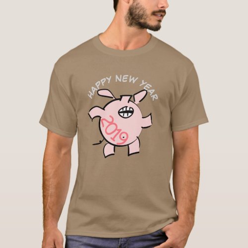 Funny 5 Cartoon Illustration Pig  Year 2019 Man T T_Shirt