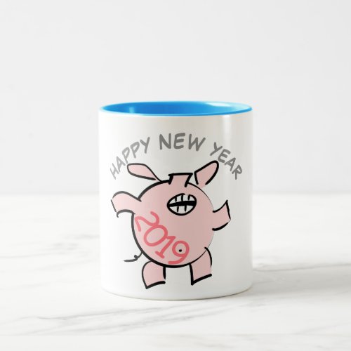 Funny 5 Cartoon Illustration Pig  Year 2019 Mug