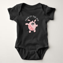 Funny 5 Cartoon Illustration Pink Pig  2019 Baby B Baby Bodysuit