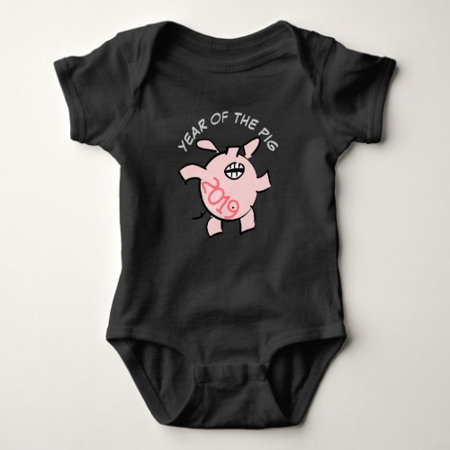 Funny 5 Cartoon Illustration Pink Pig  2019 Baby B Baby Bodysuit