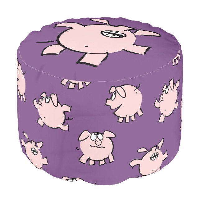 Funny 5 Cartoon pattern Pig  Year 2019 Pouf (Angled Front)