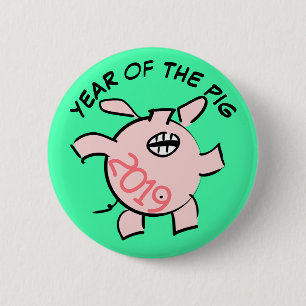 Funny 5 Cartoon Pig Year 2019 Choose color Button