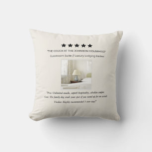 Funny 5 Star Guest Room Review Custom Photo Throw Pillow