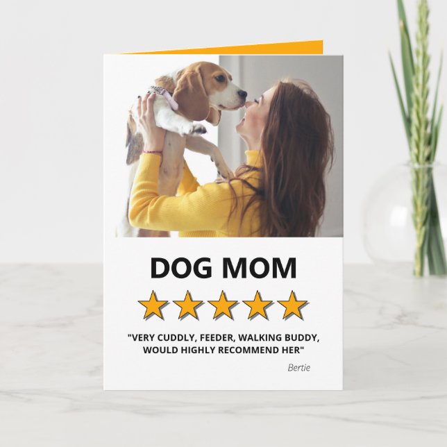 Funny 5 Star Pet Owner Photo Mothers Day Holiday Card (Front)