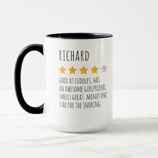 Funny 5 Star Review Custom Name for Boyfriend Mug (Left)