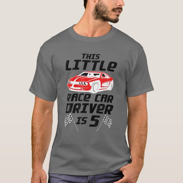 Funny 5Th Birthday Gift Boys 5 Years Old Race Car T-Shirt (Front)