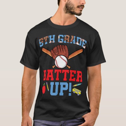Funny 5th Grade Baseball Player First Day Of Schoo T_Shirt