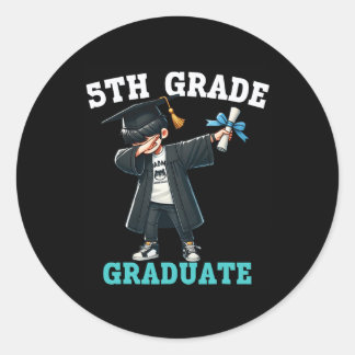 Funny 5th Grade Boys Graduation Grad Dabbing Cl Of Classic Round Sticker