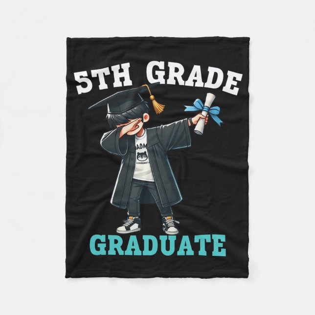 Funny 5th Grade Boys Graduation Grad Dabbing Cl Of Fleece Blanket (Front)