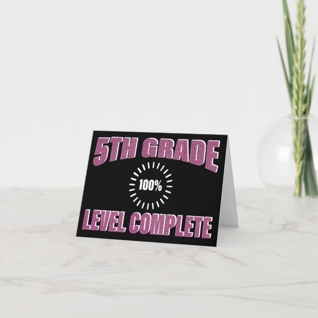 Funny 5th Grade Pink Girly Glitter Graduation Card (Front)