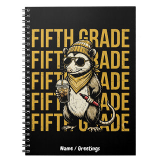 Funny 5th Grade Possum Retro Grunge Art Print Cool Notebook