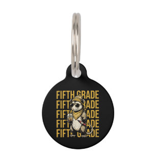 Funny 5th Grade Possum Retro Grunge Art Print Cool Pet ID Tag