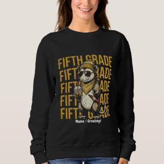 Funny 5th Grade Possum Retro Grunge Art Print Cool Sweatshirt